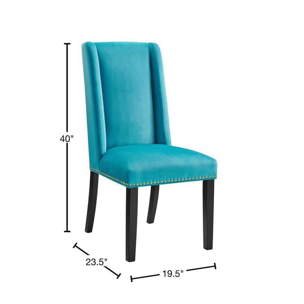 Elegant Blue Velvet Upholstered Side Chair with Nailhead Trim