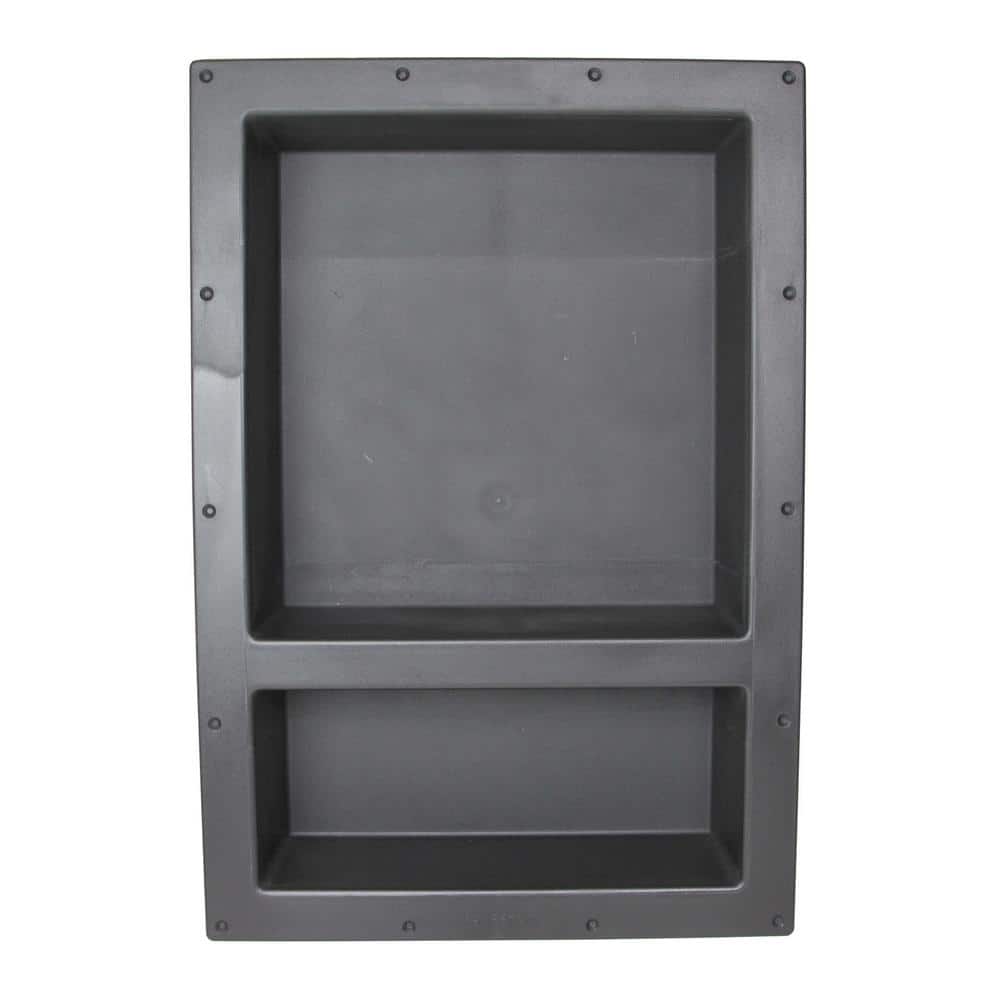 Black ABS Double Shelf Recessed Shower Niche 25" x 17"