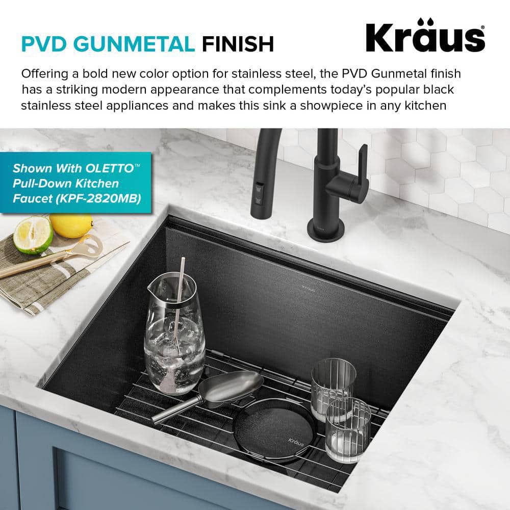 Kore 21" Black Stainless Steel Single Bowl Undermount Kitchen Sink