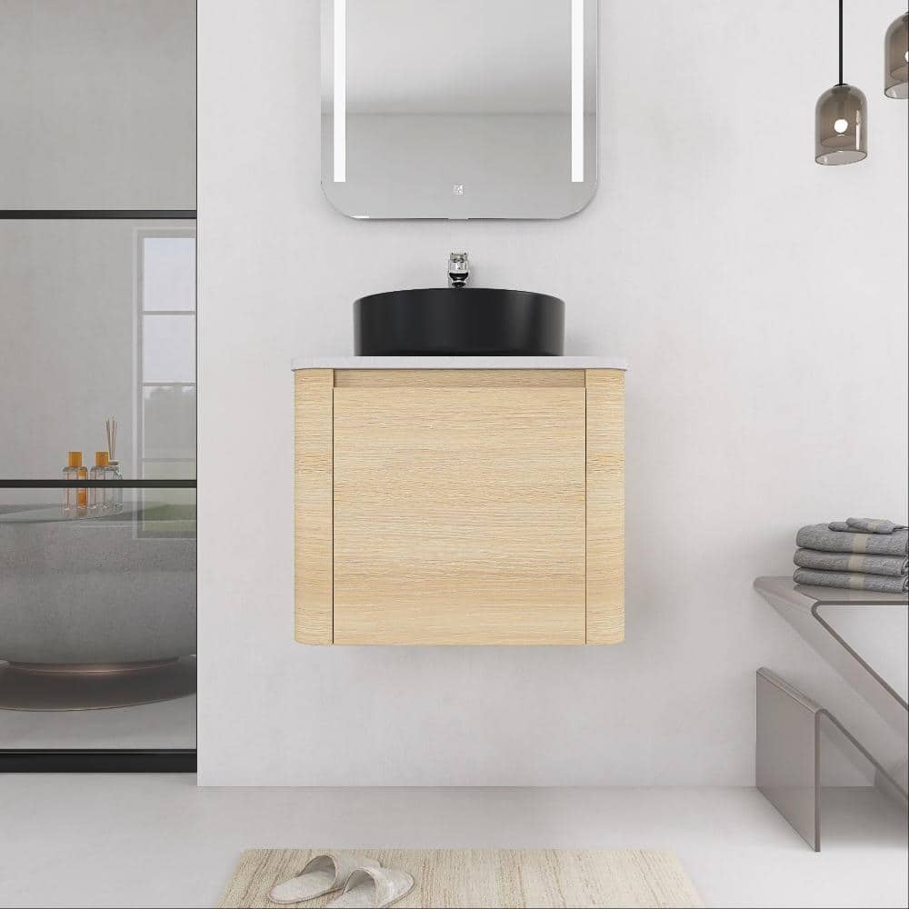 24 in. Single Floating American White Oak Bath Vanity with Ceramic Top Unassembled price history on PriceWatchPro