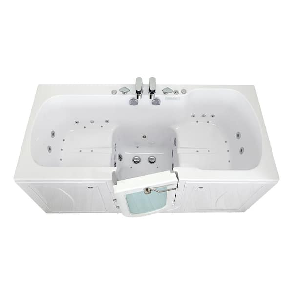 Big4Two 80 in. x 36 in. Center Drain Walk-In Whirlpool and Air Bath Bathtub in White,Foot Massage, Heated Seats, RH Door