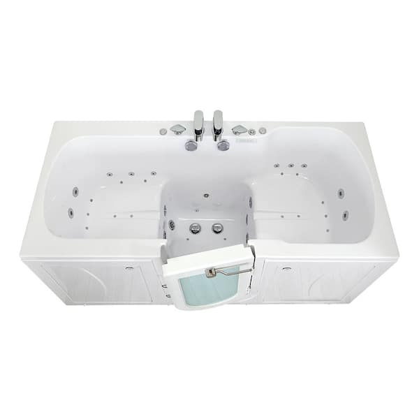 Ella Big4Two 80 in. Whirlpool and Air Bath Walk-In Bathtub in White, Foot Massage, Heated Seats, Fast Fill Faucet, Dual Drain