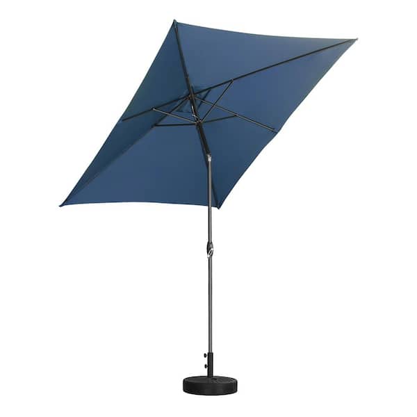 Tatayosi 10 ft. x 6.5 ft. Steel Rectangle Outdoor Patio Market Umbrella with Push Button Tilt and Crank in Navy Blue