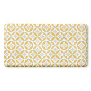 20 in. x 39 in. Yellow and Grey Mali Tiles Anti Fatigue Trellis Indoor Kitchen Mat