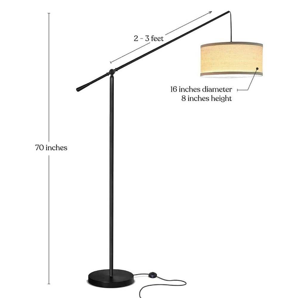 Hudson Kids' Adjustable Black Arc LED Floor Lamp, 70" Height