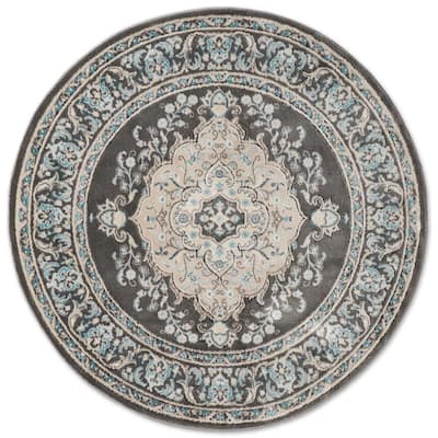 Oxford Gray 7 ft. 10 in. x 7 ft. 10 in. Round Indoor Area Rug