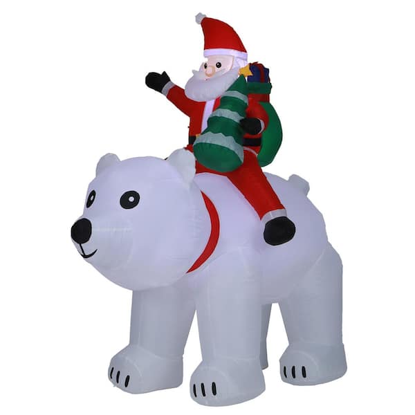 LuxenHome Lighted 6 ft. Santa and Polar Bear Inflatable Holiday Decoration