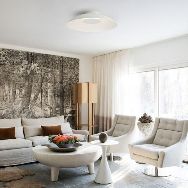 PCover 1-Light 19.7 in. W White Flush Mount Integrated LED Ceiling Light Round Dome Low Ceiling Light for Living Room