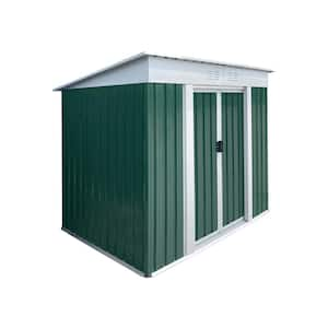 6 ft. W x 4 ft. D Green Flat Roof Metal Shed with Double Door (24 sq. ft.)