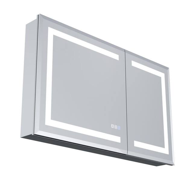 40 in. W x 24 in. H Rectangular Bevel LED Anti-Fog Surface/Recessed Medicine Cabinet with Mirror