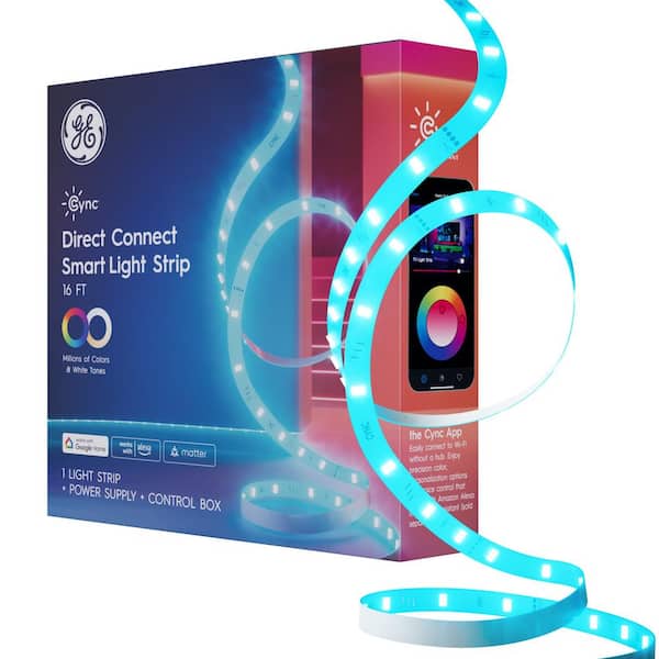 16 ft. Smart Plug-In Dimmable Cuttable Color Changing Integrated LED Strip Light