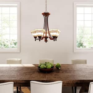 Addison 5-Light Oil Rubbed Bronze Chandelier with Tiffany Style Stained Glass Shades