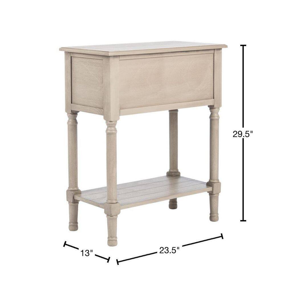 Greige Wood and Metal 3-Drawer Console Table with Storage