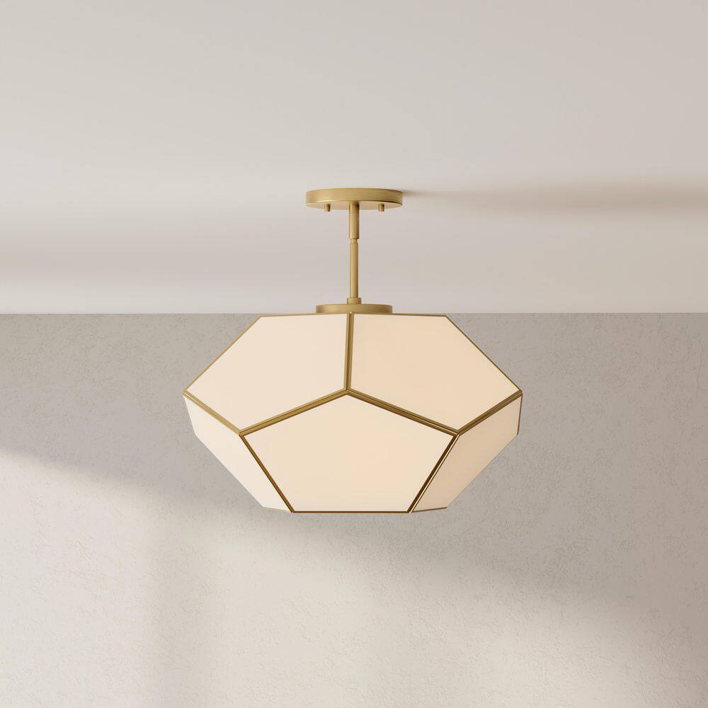Latham Vintage Gold Geometric Glass Flush Mount Light