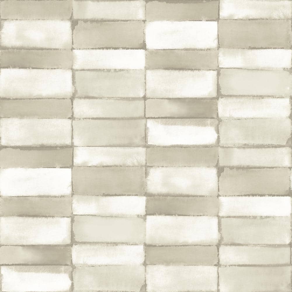 Braden Tile Beige Metallic Paper Wallpaper Sample