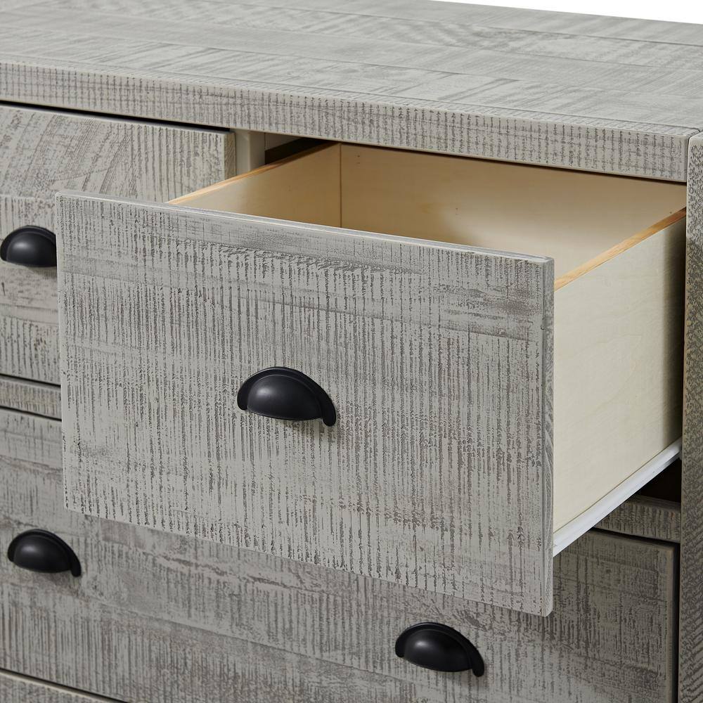 Arden 5-Piece Driftwood Gray Pine Bedroom Set with Queen Bed