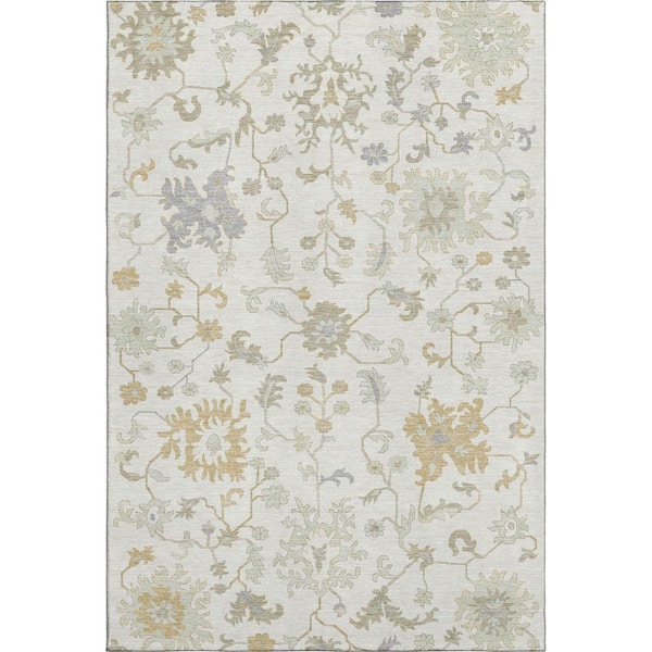 Mayfield Premium Machine Washable Abstract AMF1854 Ivory 3 ft. x 5 ft. Area Rug