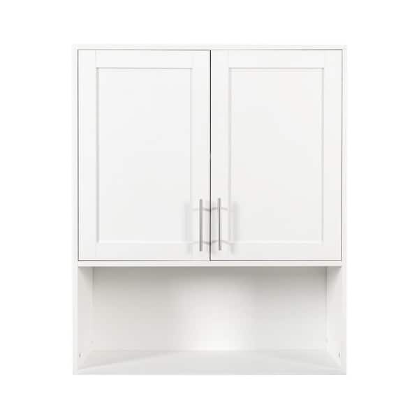 31.5 in. W x 37.8 in. H Rectangular MDF Surface Mount Medicine Cabinet with Mirror and Facial Tissues Slot-White