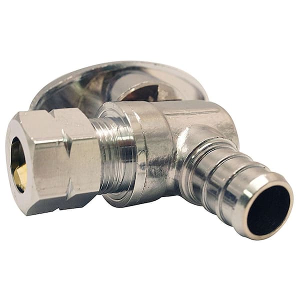 Apollo 1/2 in. Chrome-Plated Brass PEX-B Barb x 1/4 in. Compression  Quarter-Turn Angle Stop Valve APXVA1214C - The Home Depot