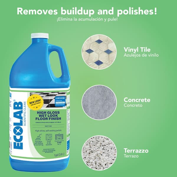 1 Gal. High Gloss Wet Look Floor Finish Protects and Restores Floor Shine, Use on Vinyl, Tile, Linoleum and Rubber