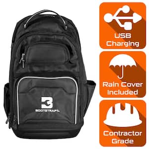 15 in. Contractor's Backpack with Integrated Power Bank Compartment and Waterproof Rain Cover