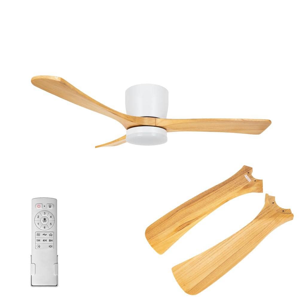42 in. White Flush Mount Ceiling Fan with light, 3-Reversible Blades, 6-Speeds Reversible DC Motor price history on PriceWatchPro