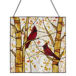 Cozy Cardinals Stained Glass Window Panel
