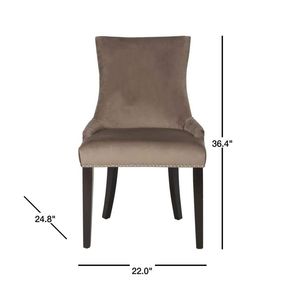 Transitional Gray Velvet Upholstered Side Chair with Birch Legs