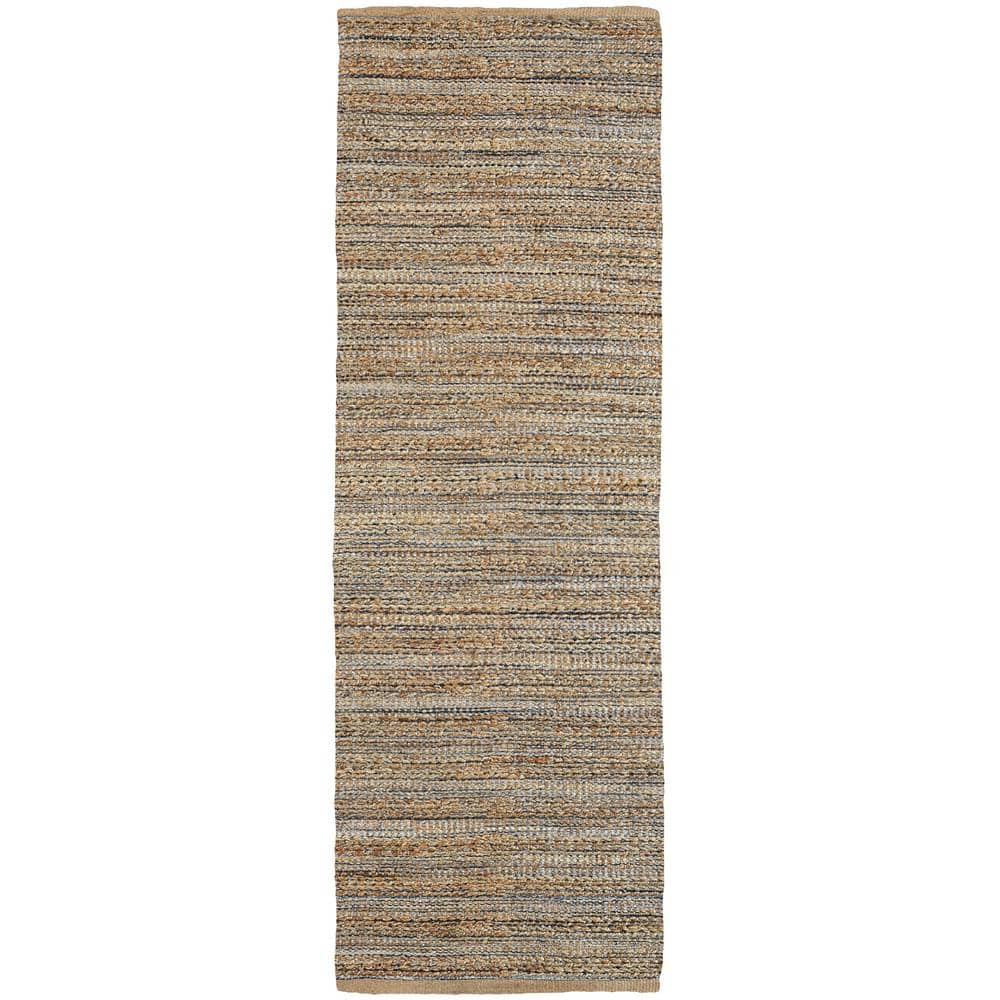 Transitional Striped Jute Blend  Navy 2 ft. 6 in. x 7 ft. 9 in. Area Rug