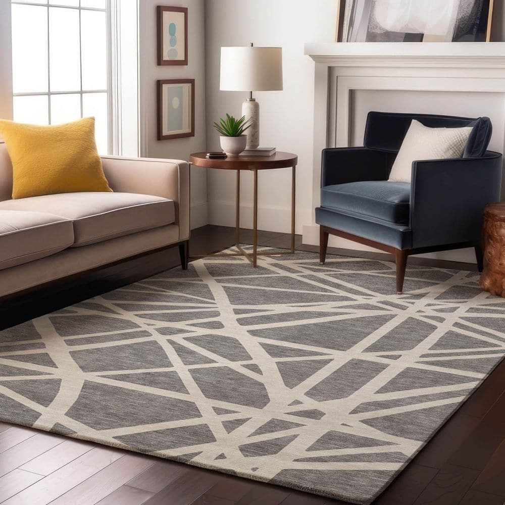 Mayfield Premium Machine Washable Abstract AMF1040 Gray 8 ft. x 10 ft. Area Rug price history on PriceWatchPro