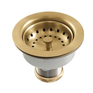Tacoma 3-1/2 in. x 3-13/16 in. Stainless Steel Kitchen Sink Basket Strainer in Brushed Brass