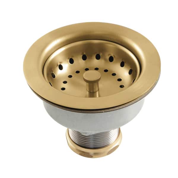 Kingston Brass Tacoma 3-1/2 in. x 3-13/16 in. Stainless Steel Kitchen Sink Basket Strainer in Brushed Brass