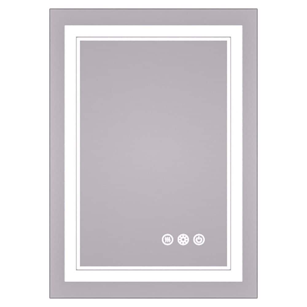 20 in. W x 28 in. H Rectangular Frameless LED Light Anti-Fog Wall Bathroom Vanity Mirror with Frontlit and Backlit