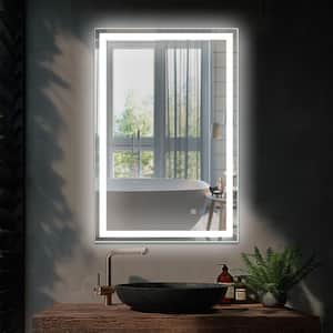 36 in. W x 24 in. H Frameless Rectangular LED Light Bathroom Vanity Mirror in Clear