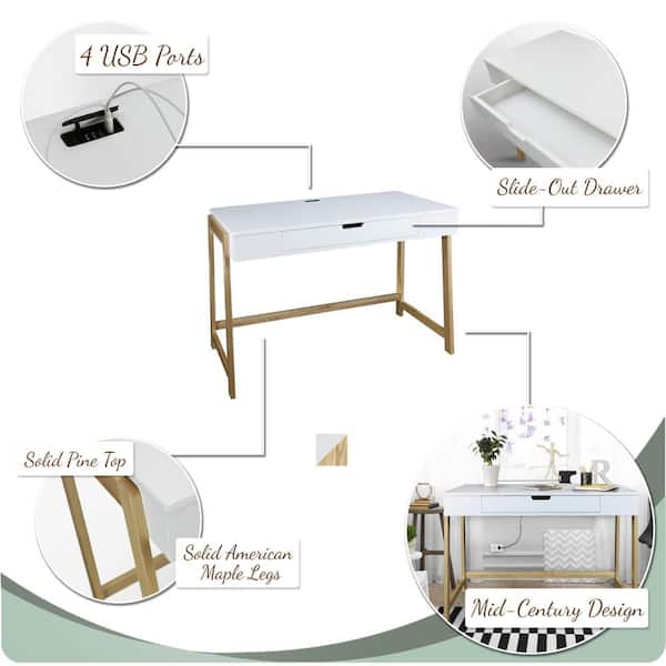 American Trails 42 In Rectangular White Natural 1 Drawer Writing Desk With Solid Wood Material 535 51 The Home Depot 1 Drawer Writing Desk With, American Trails Art Deco Writing Desk