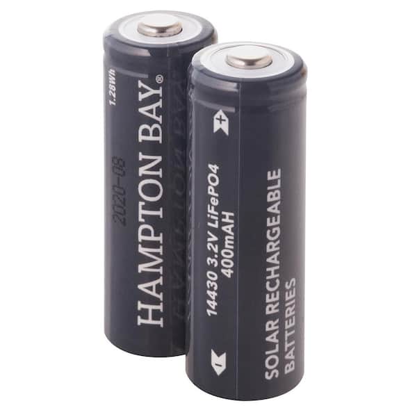 Lithium Phosphate 400mAh Solar Rechargeable 14430 Batteries (2-Pack)