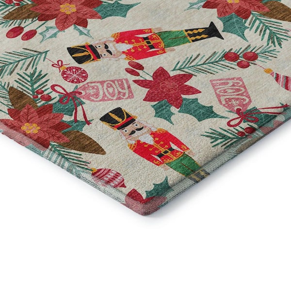 Mayfield Premium Machine Washable Abstract AMF1822 Ivory 5 ft. x 7 ft. 6 in. Area Rug