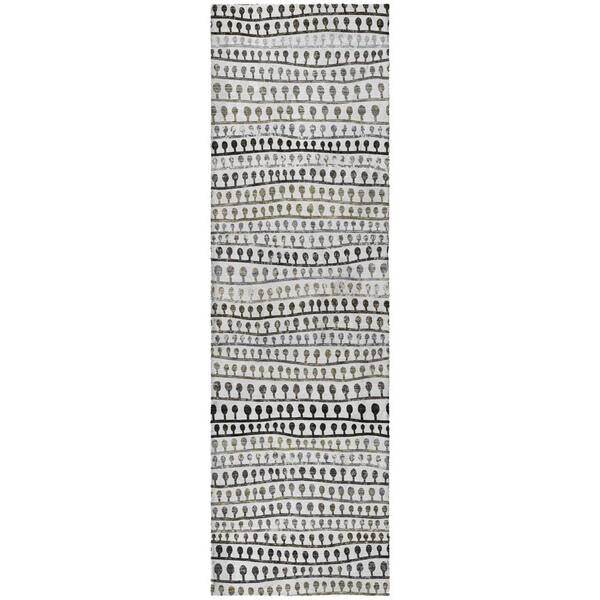 Dream Shag Premium Machine Washable Abstract ADS823 Ivory 2 ft. x 7 ft. Runner Rug
