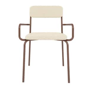 Whythe Natural Linen and Corten PU Leather Dining Arm Chair