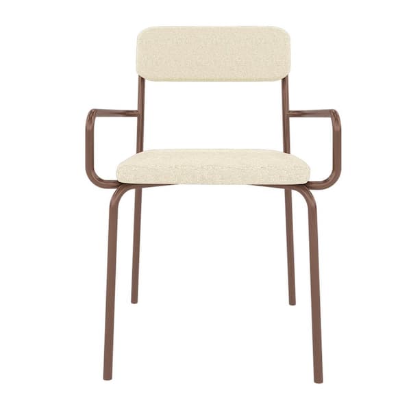 Manhattan Comfort Whythe Natural Linen and Corten PU Leather Dining Arm Chair