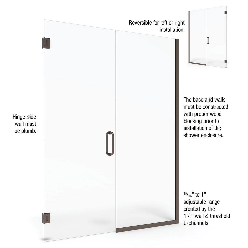 Celesta 76" High Oil Rubbed Bronze Frameless Shower Door