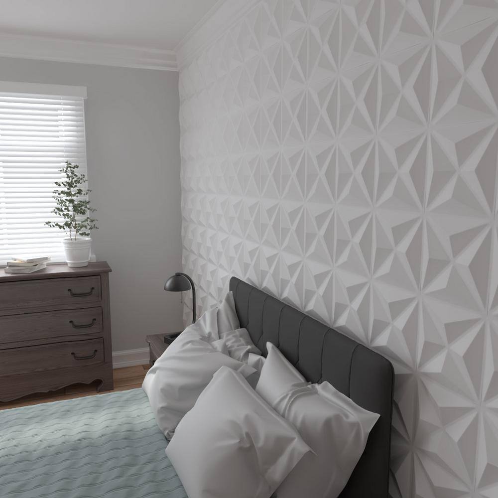 White Geometric PVC 3D Wall Panels Set of 50
