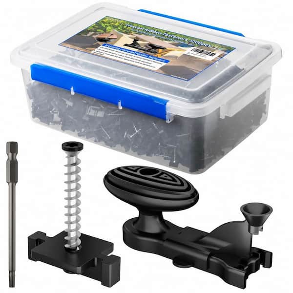 316 Stainless Steel Black Corrosion Resistant Hidden Deck Fasteners for Wood Composite Boards 1000-Pack