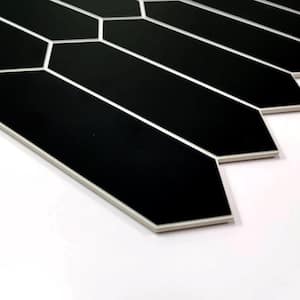 Long Hexagon 12 in. x 11.22 in. Black Peel and Stick Backsplash Stone Composite Wall Tile (10 Tiles, 9.35 sq. ft.)