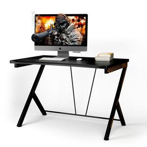 Ergonomic 46 in. Rectangle Black MDF Metal Computer Desk with Multi-Usage