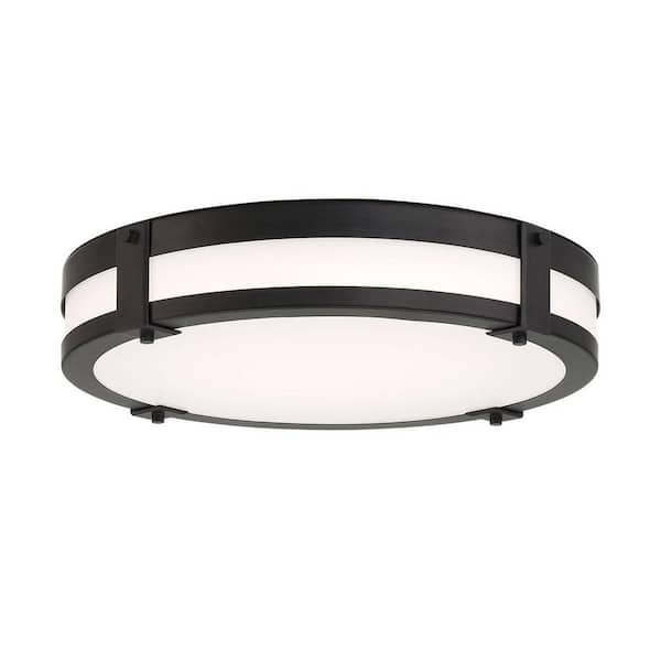 EnviroLite New Winslow 16 in. Natural Iron Selectable LED CCT Industrial Flush Mount