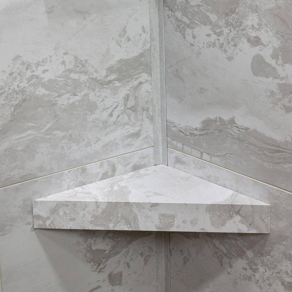 Iced Pewter Vinyl Waterproof Corner Shower Shelf