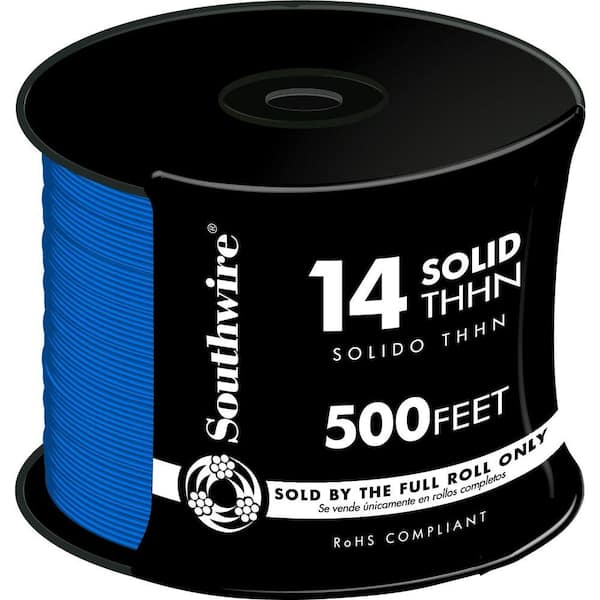 Southwire 500 ft. 14 Blue Solid CU THHN Wire