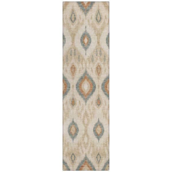 Chantille Machine Washable Indoor/Outdoor Abstract ACN3120 Flax 2 ft. x 7 ft. Runner Rug
