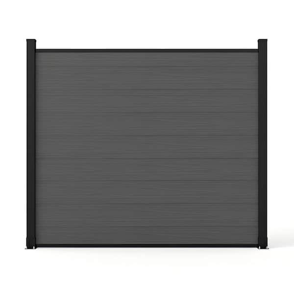 5.5 ft. H x 6 ft. W Silver Gray Composite Privacy Fence Panel Kit with 2 6 ft. H Aluminum Posts